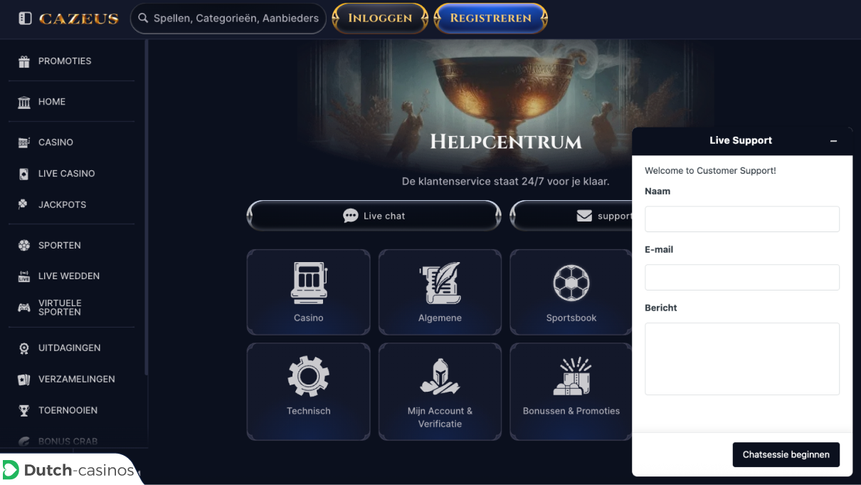 Cazeus Casino klantenservice