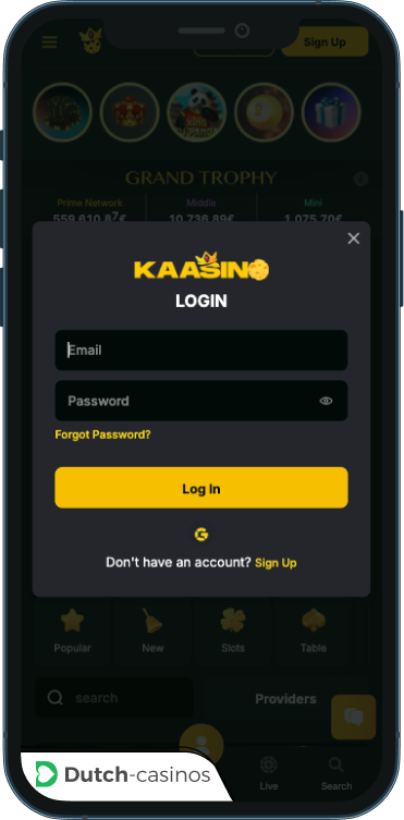 Kaasino Casino inloggen