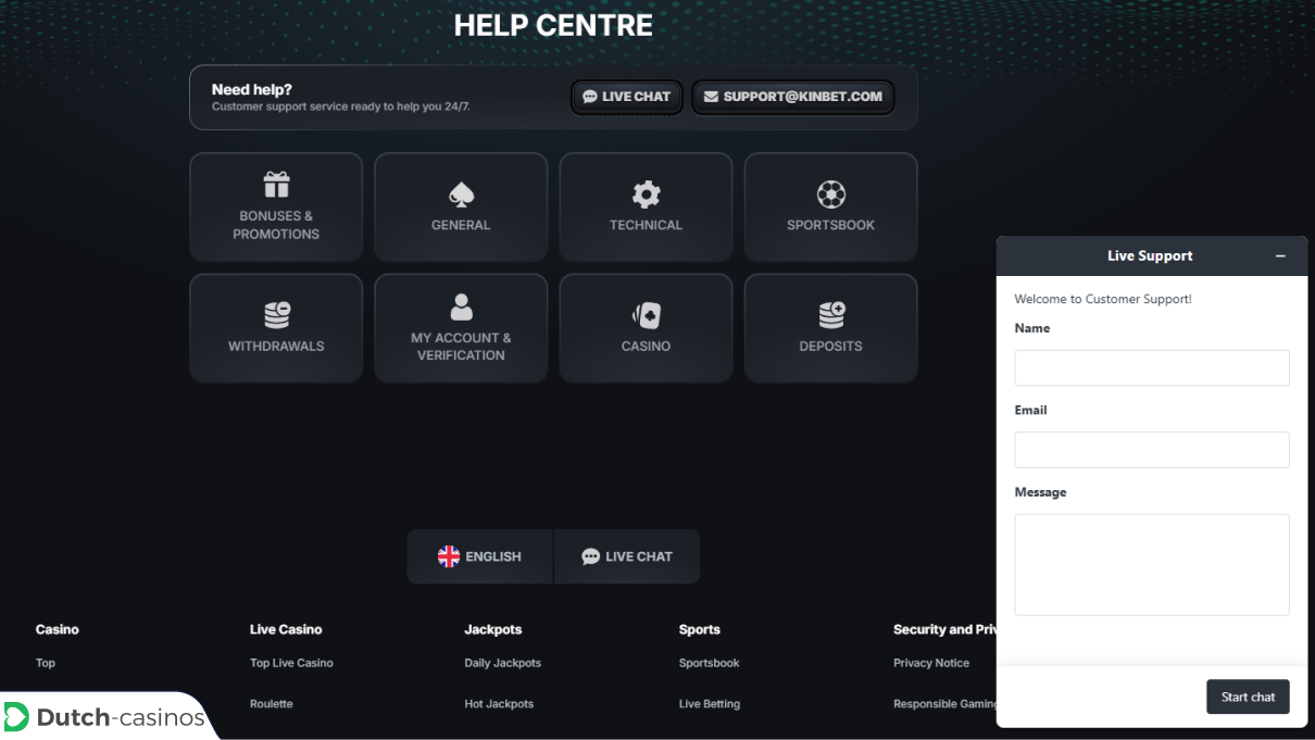 KinBet Klantenservice van het casino