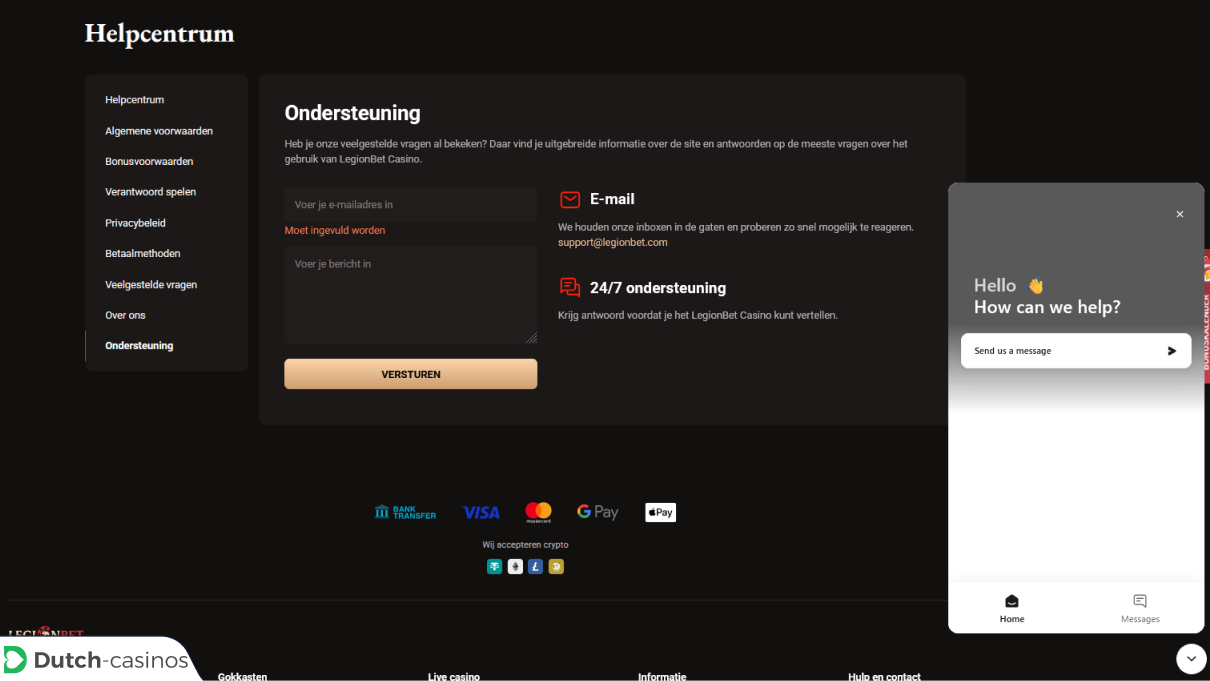 LegionBetKlantenservice van het casino