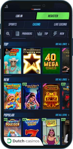 Vegashero mobiele app